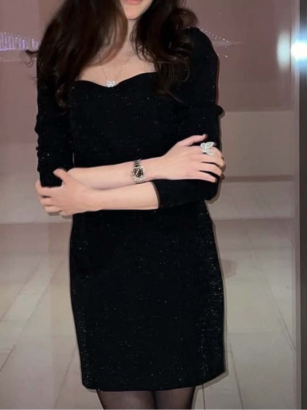 1. STATE Sparkle Knit Dress in Rich Black size small